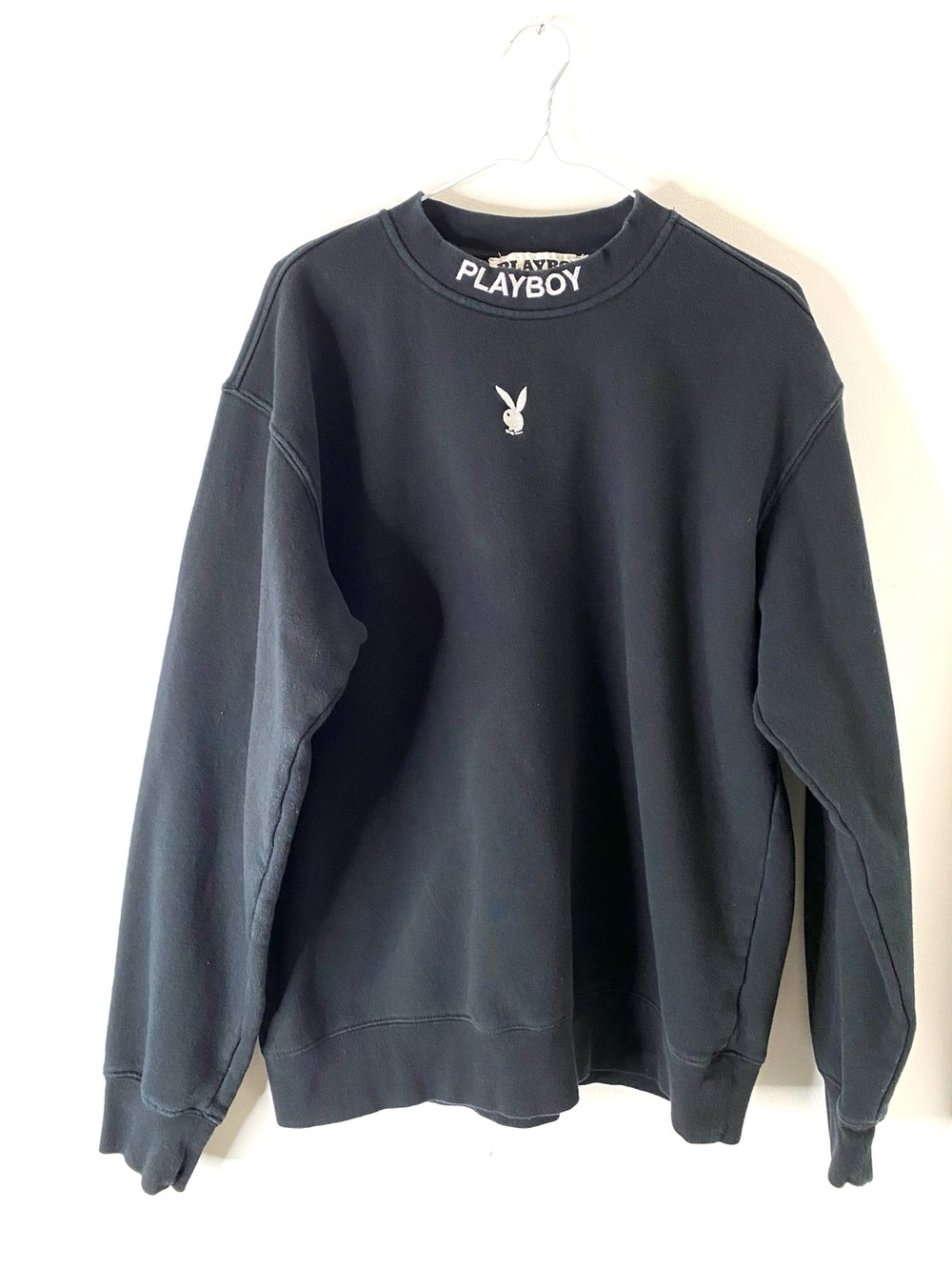 PacSun x Playboy Black Mock Neck Sweatshirt Bunny Logo Pullover Streetwear Top